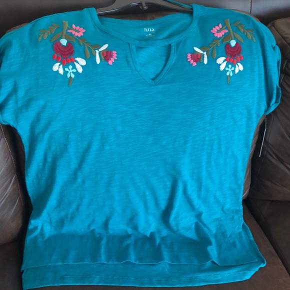 A.N.A FLUTTER SLV TEE bLUE COLOR - Picture 3 of 4